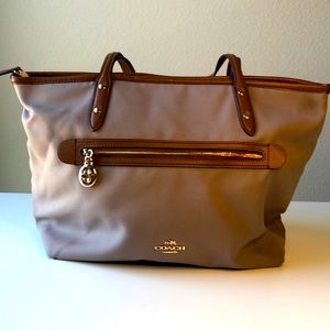 Coach cloth and leather tote